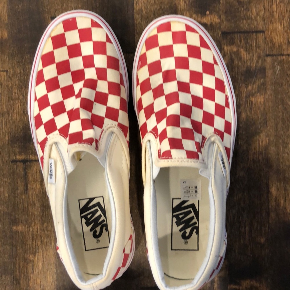 EUC Vans (off white and red checkered)